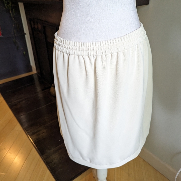 J.Crew Women's 12 Tall Ivory White Round Hem Pull On Skirt Drawstring Waist - Picture 5 of 11